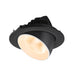 Black recessed ceiling light fixture with adjustable head.