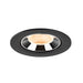 Black recessed ceiling light fixture with a polished chrome reflector and honeycomb lens, designed for flush mounting.