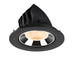 Black recessed ceiling light fixture with a polished chrome reflector and honeycomb lens, designed for easy mounting in various settings.