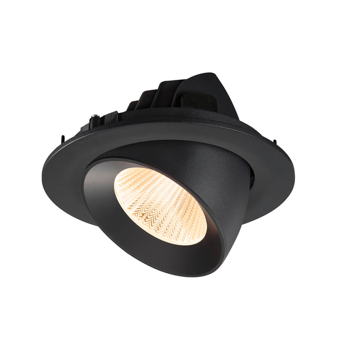 Black recessed LED downlight, matte finish.