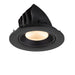 Black recessed ceiling light fixture with textured finish.