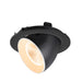 Black recessed adjustable spotlight with textured reflector.