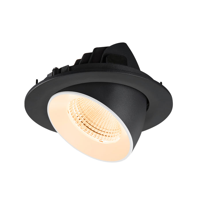 Black recessed ceiling light fixture.