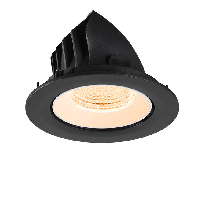 Black recessed ceiling light fixture, matte finish.