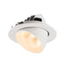 White recessed ceiling light fixture, adjustable spotlight.