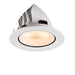 White recessed ceiling light fixture with textured finish.