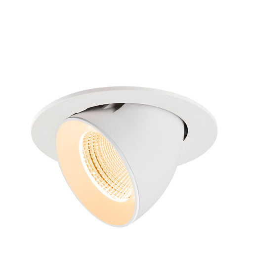 White recessed adjustable spotlight fixture.