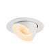 White recessed ceiling light fixture, adjustable angle, with textured finish.