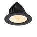 Black recessed ceiling light fixture with textured finish.