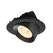 Recessed downlight fixture in matte black finish, featuring a textured lens and designed for ceiling mounting.