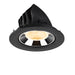 Black recessed ceiling light fixture with a chrome finish and honeycomb lens, designed for easy mounting in various indoor spaces.