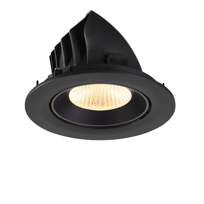 Black recessed ceiling light fixture with a matte finish.