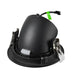 Black plastic recessed lighting housing with metal clips and wiring for easy installation.