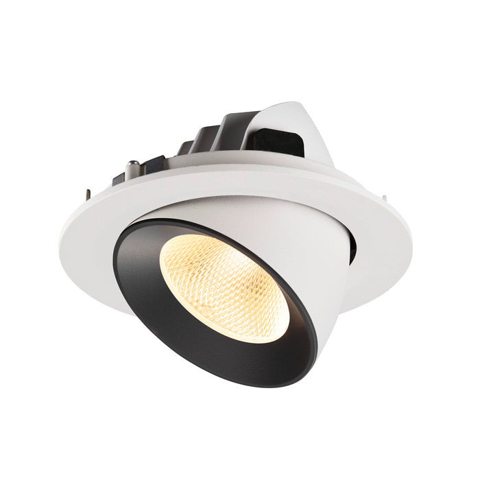 Recessed ceiling light fixture in white and black finish, made of metal with a modern design, suitable for flush mounting.
