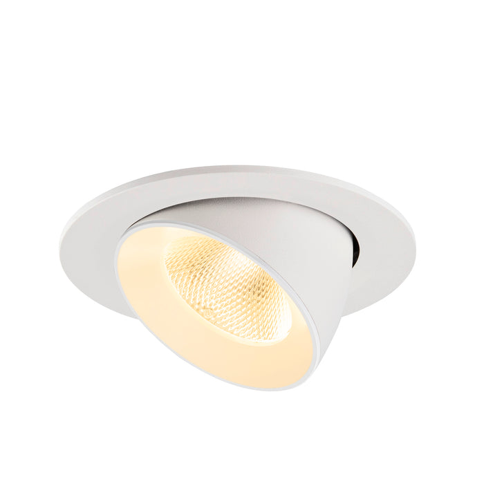 White recessed ceiling light fixture, adjustable angle.