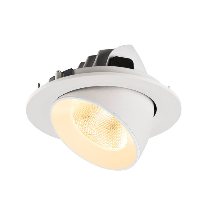 White recessed adjustable spotlight fixture.