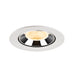 Recessed ceiling light fixture in white metal with a polished chrome finish and honeycomb lens, designed for easy mounting.