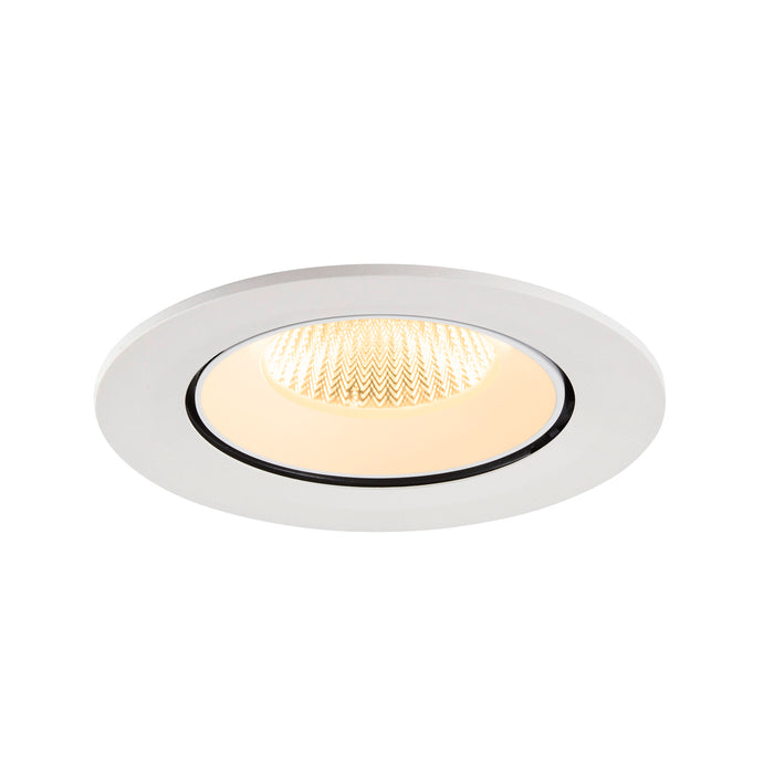 White recessed ceiling light fixture.