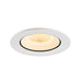 White recessed ceiling light fixture with a round trim.