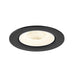 Recessed ceiling light fixture with black finish.