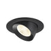 Black recessed ceiling light fixture with adjustable head.