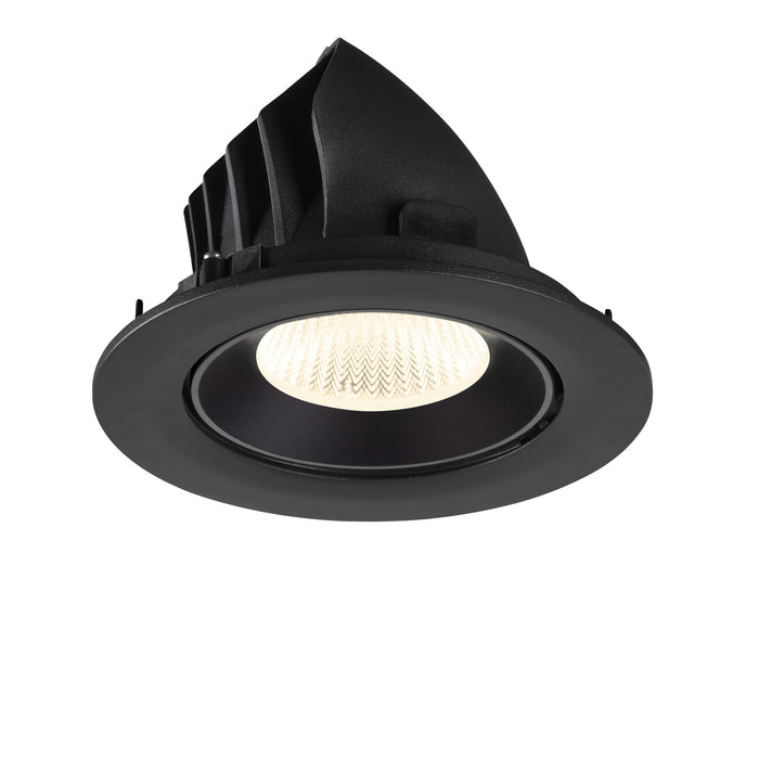 Black recessed ceiling light fixture.
