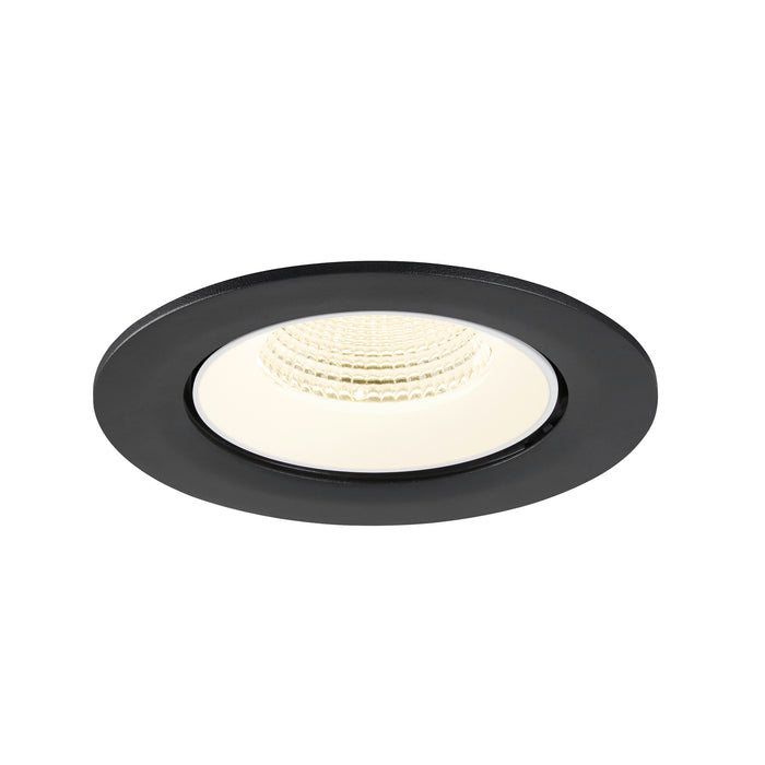 Recessed ceiling light fixture with a matte black finish.