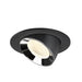 Black recessed spotlight with a polished chrome reflector and a matte finish, designed for ceiling mounting.