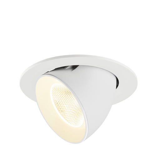 White recessed adjustable spotlight fixture.