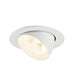 White recessed ceiling light fixture, adjustable angle, with a matte finish.