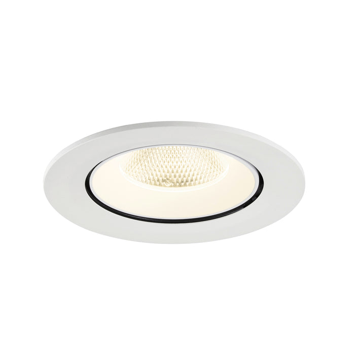 White recessed ceiling light fixture with a matte finish.