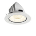 White recessed ceiling light fixture with a textured finish.