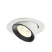 Recessed ceiling light fixture made of metal with a matte white finish and black interior, featuring a sleek, modern design for easy mounting.