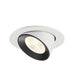 Recessed ceiling light fixture made of metal with a matte white finish and black interior, featuring a modern design for easy mounting.