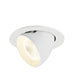 White recessed ceiling light fixture, adjustable angle, matte finish.