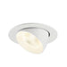 White recessed ceiling light fixture, adjustable angle, matte finish.