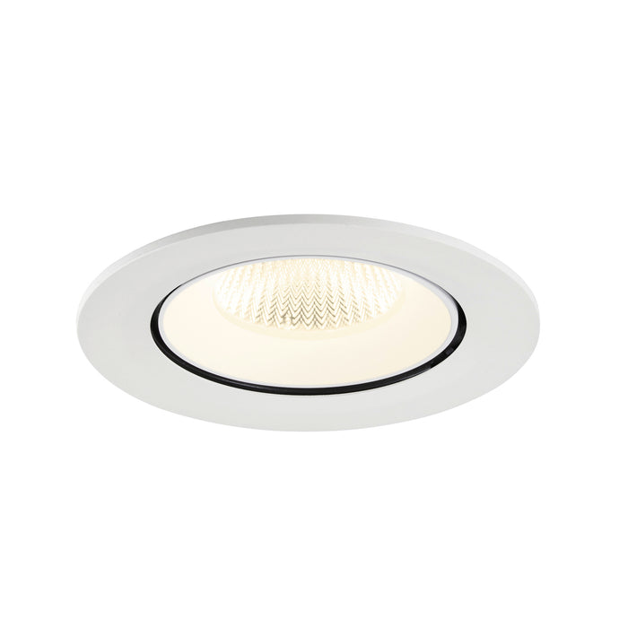 White recessed ceiling light fixture with a matte finish.