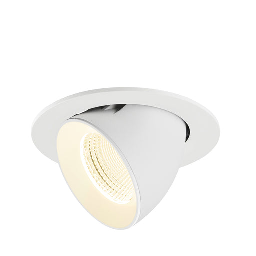 White recessed adjustable spotlight fixture.