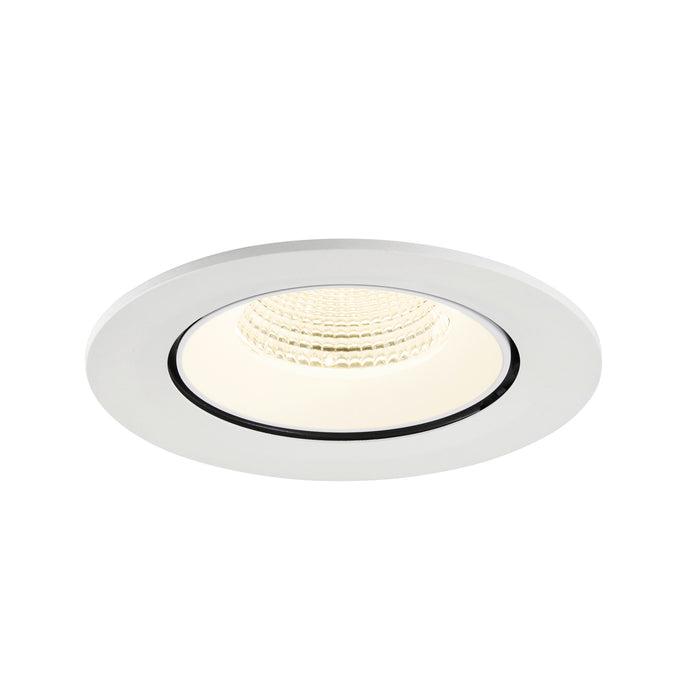 White recessed ceiling light fixture with matte finish.