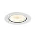 White recessed ceiling light fixture with matte finish.