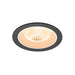 Recessed ceiling light fixture with a textured black finish.