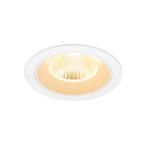 White recessed ceiling light fixture with a matte finish.