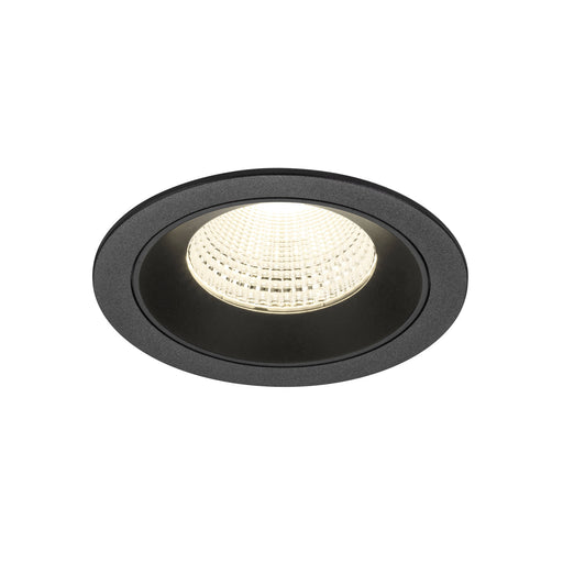 Black recessed ceiling light fixture with textured finish.