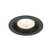 Black recessed ceiling light fixture with textured finish.
