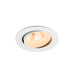 Recessed ceiling light fixture, white finish, adjustable spotlight.