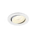 White recessed ceiling light fixture, adjustable spotlight.