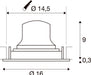 Technical drawing of a component with dimensions.