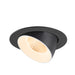 Black recessed ceiling light fixture, adjustable angle.