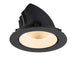 Black recessed downlight fixture, matte finish, ceiling mount.