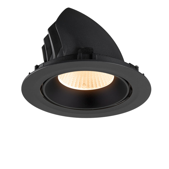 Black recessed ceiling light fixture, matte finish.